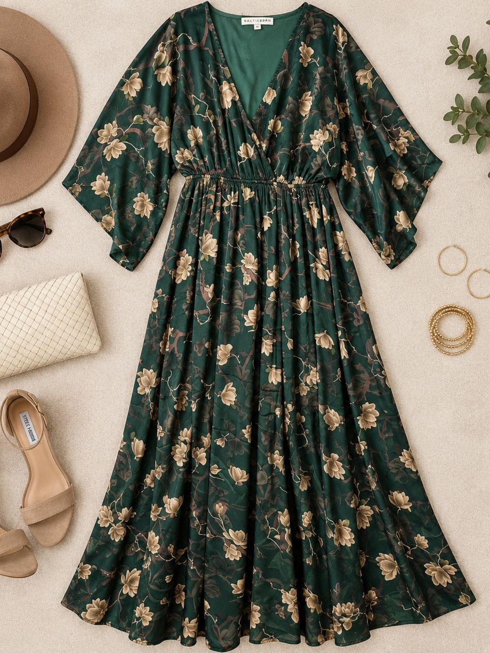 BALTIC BORN GREEN FLORAL MAXI DRESS – SIZE MEDIUM